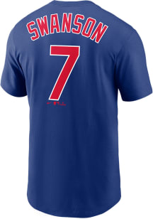 Dansby Swanson Chicago Cubs Blue Name Number Short Sleeve Player T Shirt