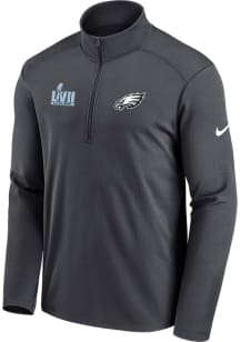 Nike Philadelphia Eagles Mens Grey 2022 Super Bowl Bound Long Sleeve 1/4 Zip Pullover