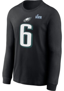 Devonta Smith Philadelphia Eagles Black 2022 Super Bowl Bound Long Sleeve Player T Shirt