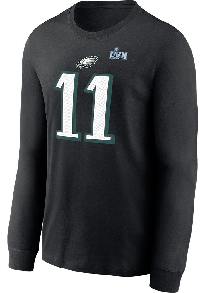 A.J. Brown Philadelphia Eagles Men's Green Backer Long Sleeve T-Shirt 