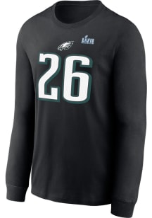 Miles Sanders Philadelphia Eagles Black 2022 Super Bowl Bound Long Sleeve Player T Shirt