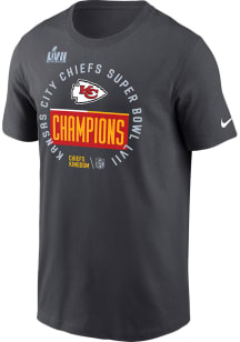 Nike Kansas City Chiefs Grey 2022 Super Bowl LVII Trophy Champions Short Sleeve T Shirt