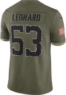 Shaquille Leonard Nike Indianapolis Colts Mens Olive SALUTE TO SERVICE Limited Football Jersey