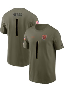 Justin Fields Chicago Bears Olive SALUTE TO SERVICE Short Sleeve Player T Shirt