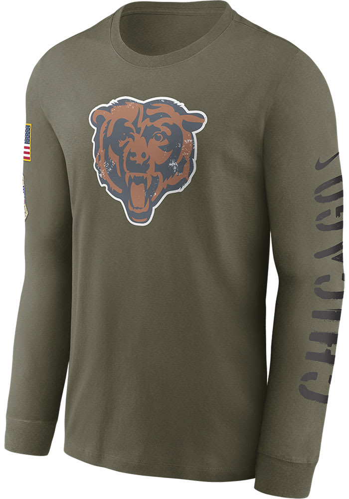 Nike Chicago Bears Olive SALUTE TO SERVICE Long Sleeve T Shirt