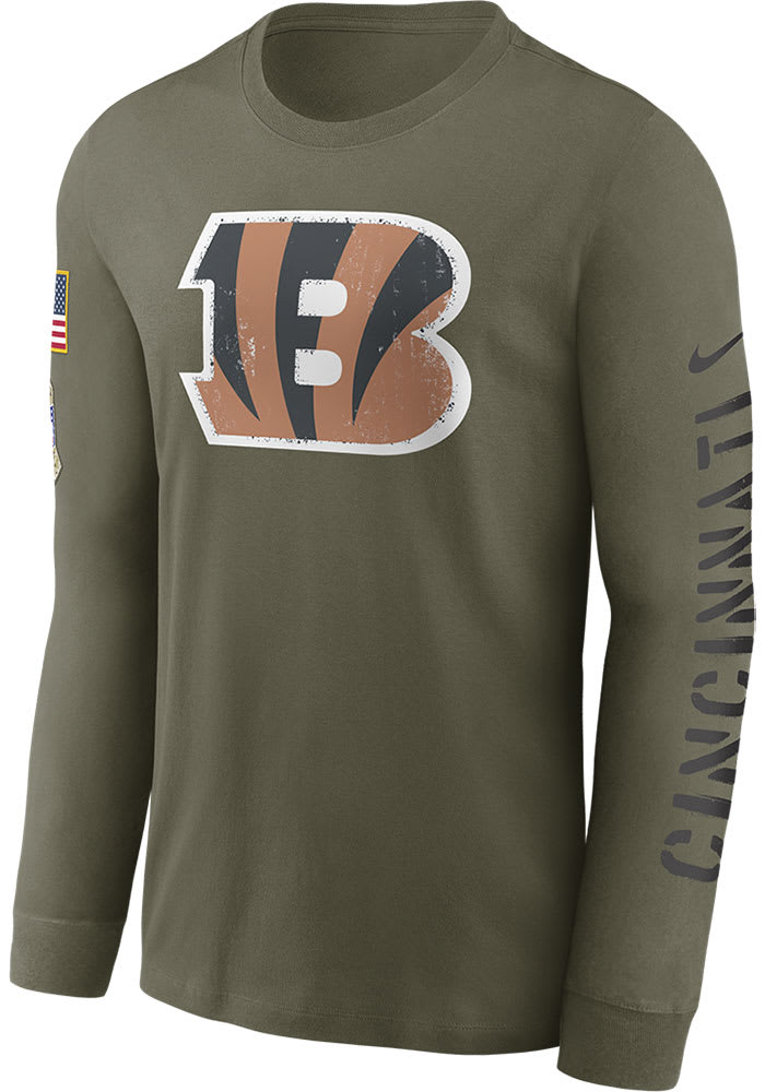 Men's Nike Orange Cincinnati Bengals Fan Gear Primary Logo Long Sleeve  Performance T-Shirt