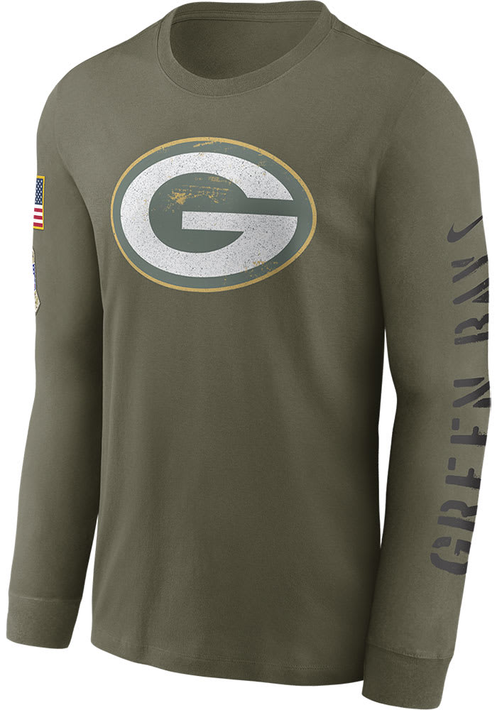 Nike Green Bay Packers Olive SALUTE TO SERVICE Long Sleeve T Shirt
