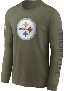 Nike Pittsburgh Steelers Olive SALUTE TO SERVICE Long Sleeve T Shirt