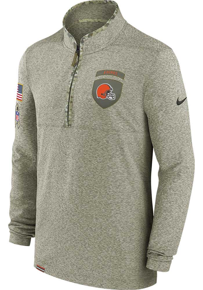 Nike Cleveland Browns Mens Olive SALUTE TO SERVICE Long Sleeve 1/4 Zip Pullover