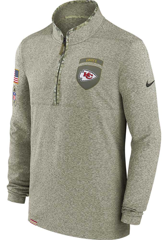 Nike Kansas City Chiefs Mens Olive SALUTE TO SERVICE Long Sleeve 1/4 Zip Pullover