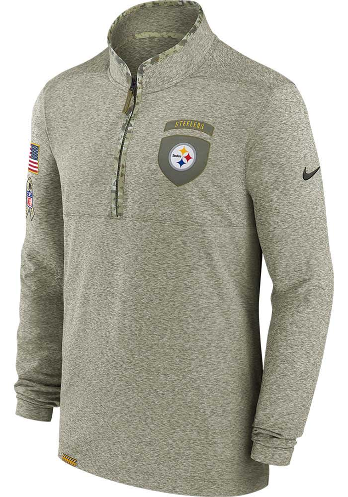 Nike Pittsburgh Steelers Mens Olive SALUTE TO SERVICE Long Sleeve 1/4 Zip Pullover