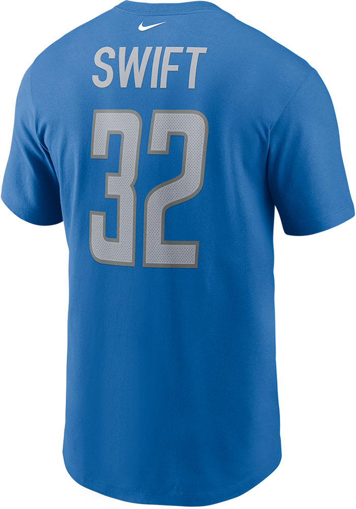 Nike Men's Detroit Lions D'Andre Swift #32 T-Shirt - Blue - XL (extra Large)