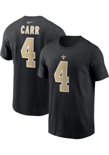 Derek Carr New Orleans Saints Black Name Number Short Sleeve Player T Shirt