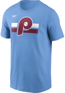 Nike Philadelphia Phillies Light Blue Retro Logo Essential Cotton Short Sleeve T Shirt