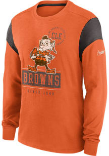 Nike Cleveland Browns Orange HISTORIC SLEEVE STRIPE Long Sleeve Fashion T Shirt