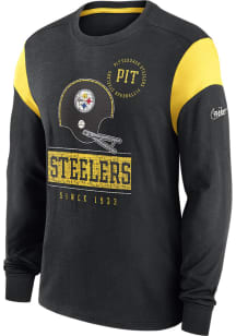 Nike Pittsburgh Steelers Black HISTORIC SLEEVE STRIPE Long Sleeve Fashion T Shirt