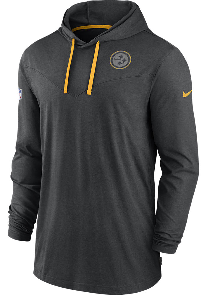 Men's Nike Black Pittsburgh Steelers Sideline Performance Long Sleeve Hoodie T-Shirt Size: Small