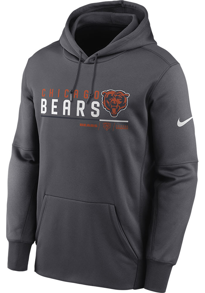 Chicago Bears Nike Charcoal THERMA PULLOVER Hood