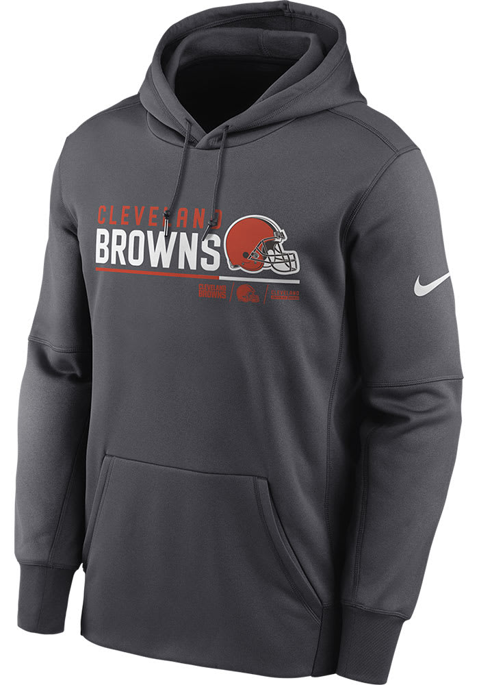 Nike Cleveland Browns Mens Charcoal THERMA PULLOVER Hood