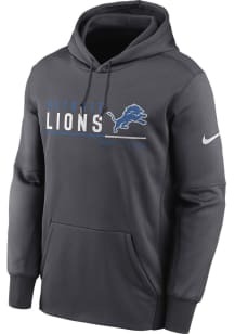 Nike Detroit Lions Mens Charcoal THERMA PULLOVER Hood
