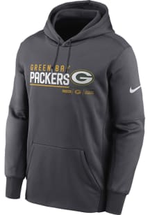 Nike Green Bay Packers Mens Charcoal THERMA PULLOVER Hood
