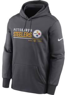 Nike Pittsburgh Steelers Mens Charcoal THERMA PULLOVER Hood