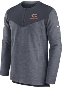 Nike Chicago Bears Mens Navy Blue SIDELINE DRI-FIT HALF ZIP Long Sleeve 1/4 Zip Pullover