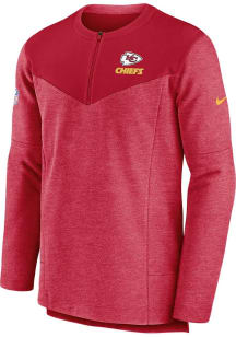Nike Kansas City Chiefs Mens Red SIDELINE DRI-FIT HALF ZIP Long Sleeve 1/4 Zip Pullover