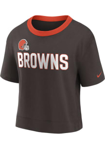 Nike Cleveland Browns Womens Brown Fan High Short Sleeve T-Shirt