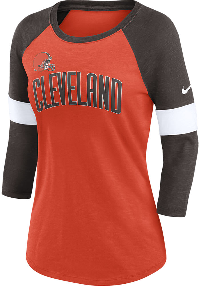 Cleveland Browns Nike Throwback Raglan Long Sleeve T-Shirt - Orange/Brown