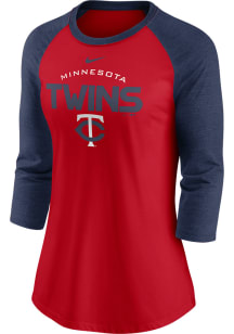 Nike Minnesota Twins Womens Red Raglan LS Tee