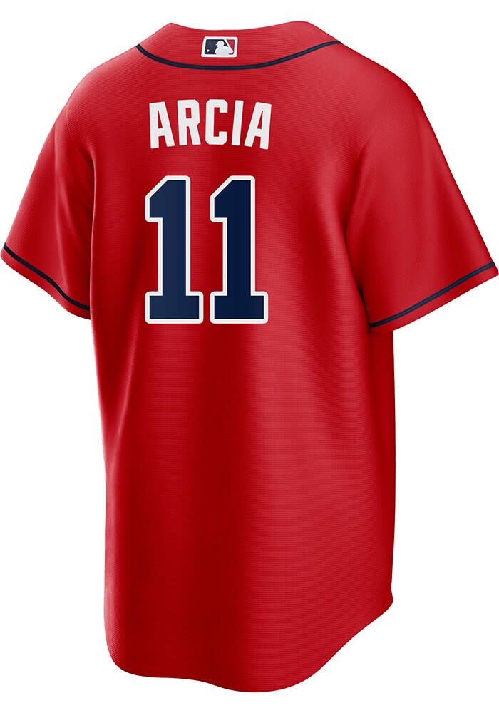 Mens MLB Team Apparel Atlanta Braves ORLANDO ARCIA Baseball Shirt NAVY