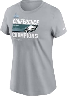 Nike Philadelphia Eagles Womens Grey 2022 Conference Champs Trophy Short Sleeve T-Shirt