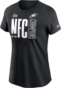 Nike Philadelphia Eagles Womens Black 2022 Conference Champs Iconic Short Sleeve T-Shirt