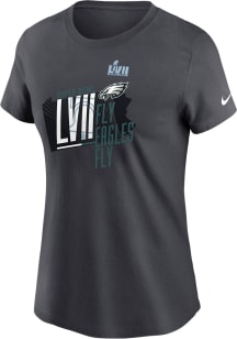 Nike Philadelphia Eagles Womens Charcoal 2022 Super Bowl Bound Local Short Sleeve T-Shirt