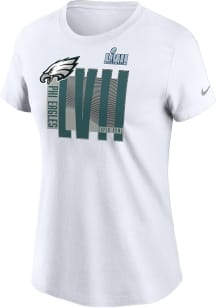 Nike Philadelphia Eagles Womens White 2022 Super Bowl Bound Specific Short Sleeve T-Shirt