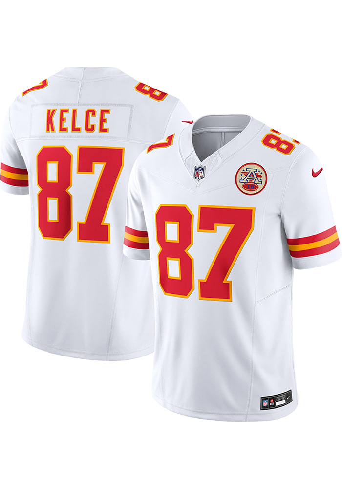 Nike Kansas City Chiefs No87 Travis Kelce White Super Bowl LIV 2020 Men's Stitched NFL Vapor Untouchable Limited Jersey