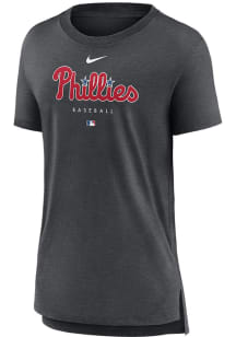 Nike Philadelphia Phillies Womens Charcoal Triblend Short Sleeve T-Shirt