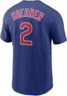 Nico Hoerner Chicago Cubs Blue Name and Number Short Sleeve Player T Shirt