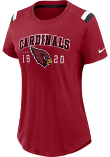 Nike Arizona Cardinals Womens Red Historic Slub Short Sleeve T-Shirt