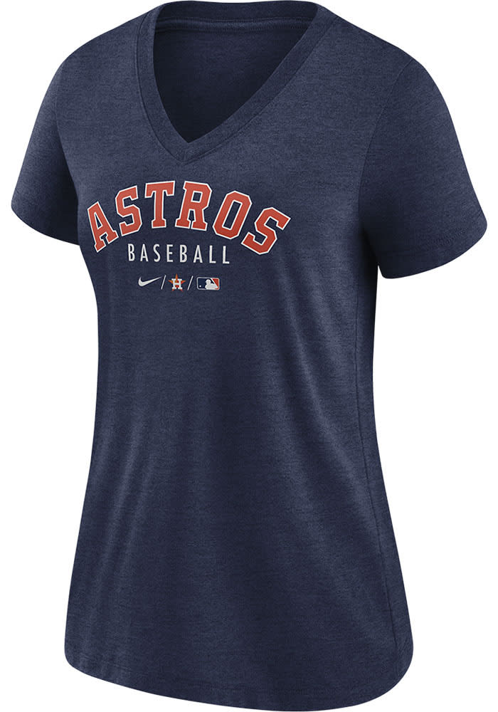 New Era Houston Astros Womens Orange Far Out Triblend V Short Sleeve T-Shirt