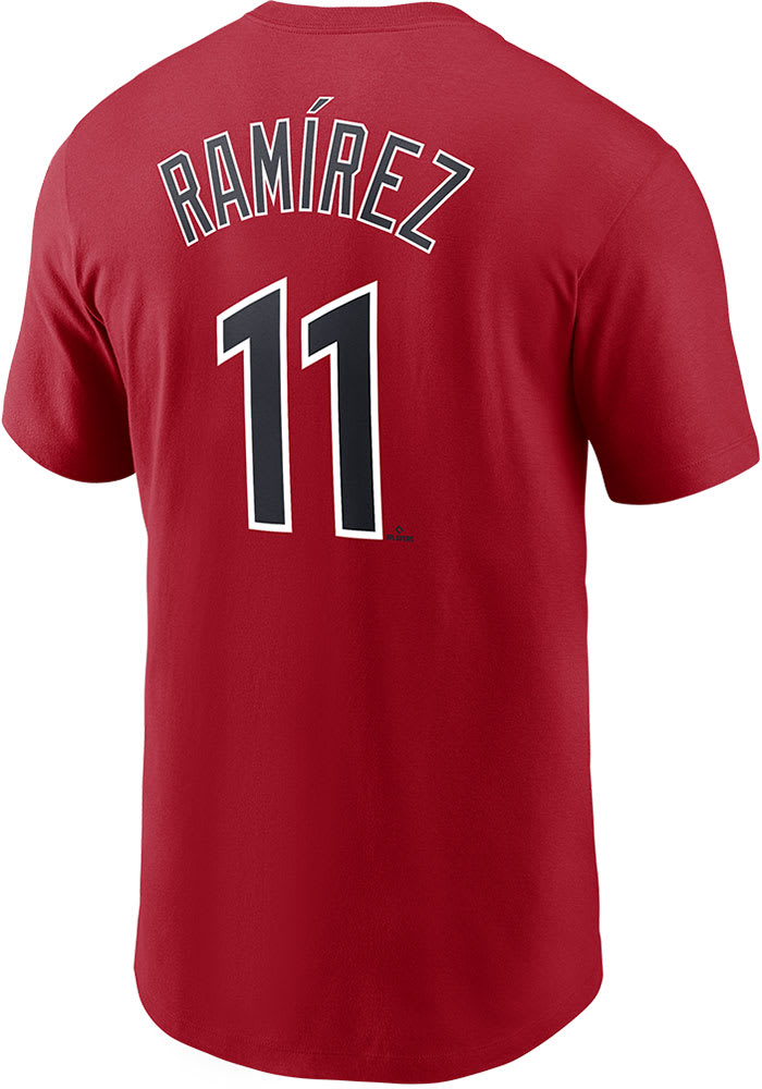 Men's Nike Jose Ramirez Red Cleveland Guardians Player Name & Number T-Shirt
