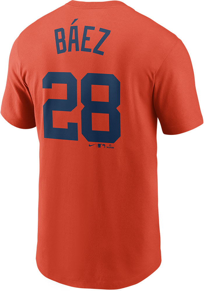 Fanatics (Nike) Javier Baez Detroit Tigers Orange Name and Number Short Sleeve Player T Shirt, Orange, 100% Cotton, Size 2XL, Rally House