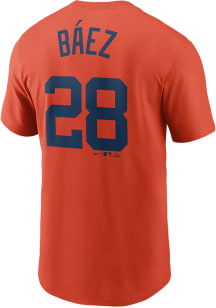 Javier Baez Detroit Tigers Orange Name And Number Short Sleeve Player T Shirt
