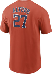 Jose Altuve Houston Astros Orange Name And Number Short Sleeve Player T Shirt