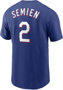 Marcus Semien Texas Rangers Blue Name And Number Short Sleeve Player T Shirt