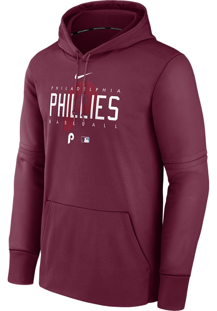 Nike Philadelphia Phillies Long Sleeve Crew Top Pregame Sweatshirt - Maroon