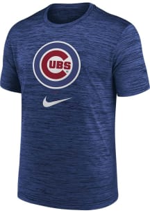 Nike Chicago Cubs Blue Logo Velocity Short Sleeve T Shirt