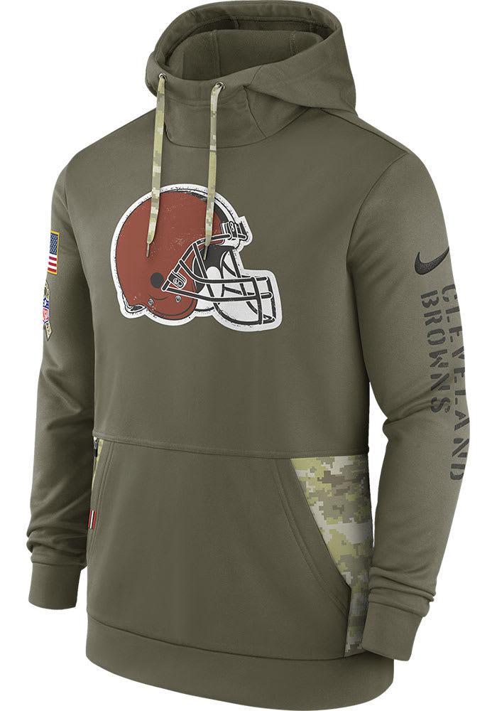 Men's Nike Olive Cleveland Browns 2022 Salute to Service Therma Performance Pullover Hoodie Size: Small