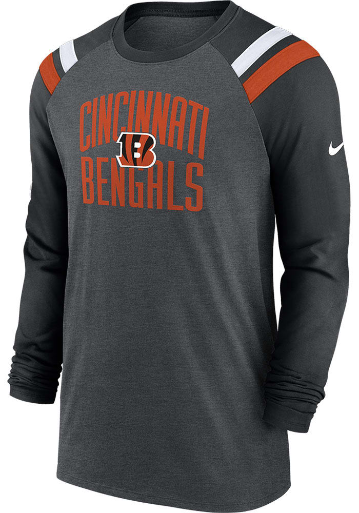 Cincinnati Bengals Nike Classic Arc Raglan Tri-Blend Long Sleeve T-Shirt -  Black/Orange